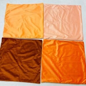 🌼4/$10🌼 NWOT Set of Four 15.5” Square Velvet Pillow Covers in Shades of Orange